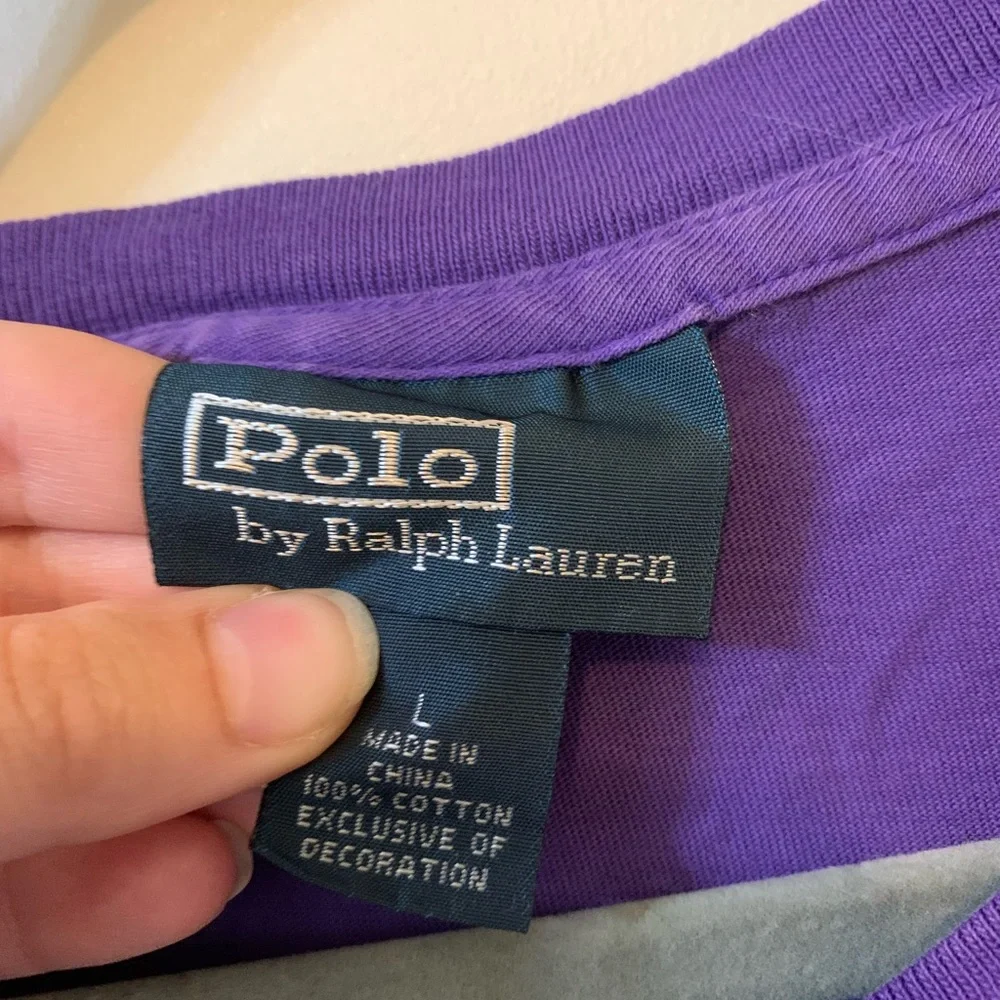 Men’s Polo Cotton Purple T-Shirt - Picture 3 of 4